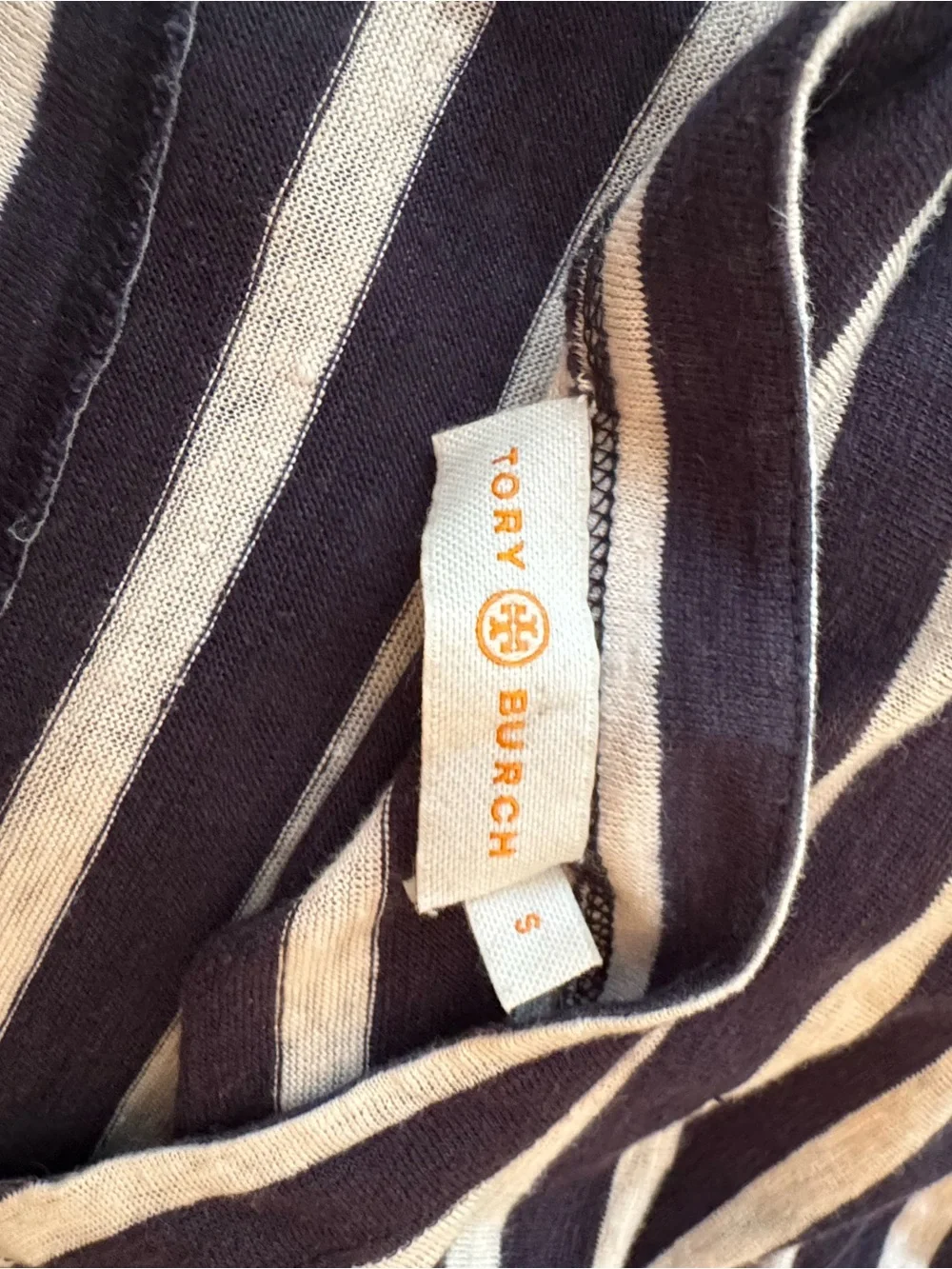 Tory Burch Navy and Cream Striped Top